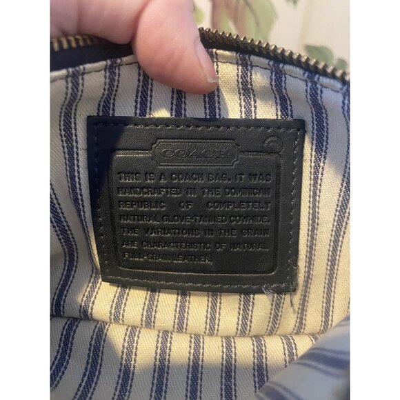 Coach Clutch Bag Womens Small Black Leather Zip Pouch Striped Lining Wallet - Picture 4 of 4